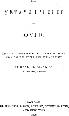 The Metamorphoses of Ovid, Books I-VII