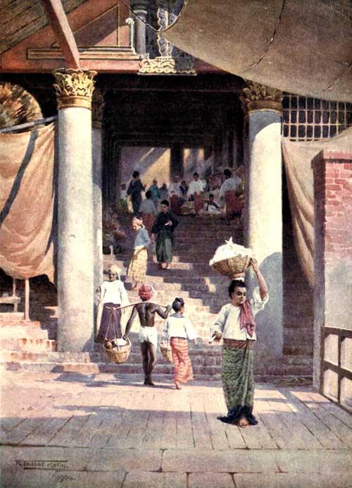 THE PAGODA STEPS, RANGOON. Page 18.