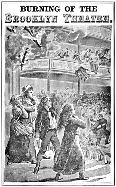 Burning of the Brooklyn Theatre&#10;A thrilling personal experience! Brooklyn's horror. Wholesale holocaust at the Brooklyn, New York, Theatre, on the night of December 5th, 1876