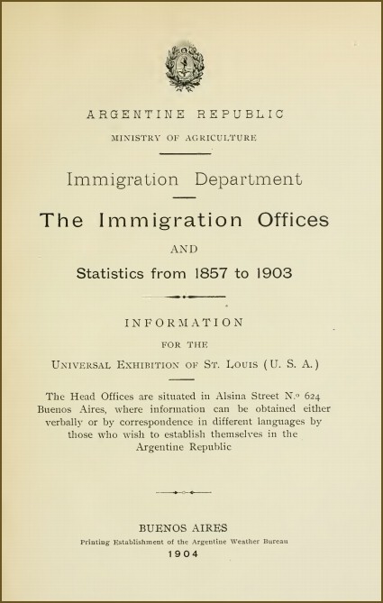 The immigration offices and statistics from 1857 to 1903