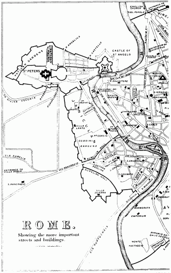 ROME. Showing the more important streets and buildings.