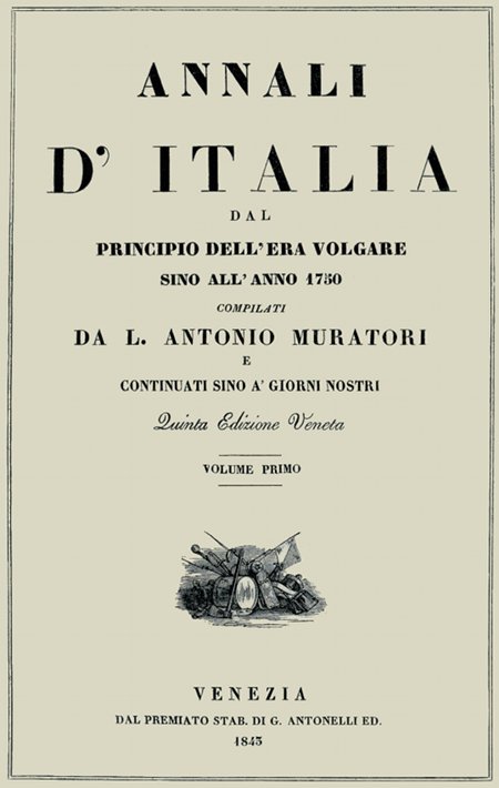 Annali d'Italia, vol. 1&#10;dal principio dell'era volgare sino all'anno 1750