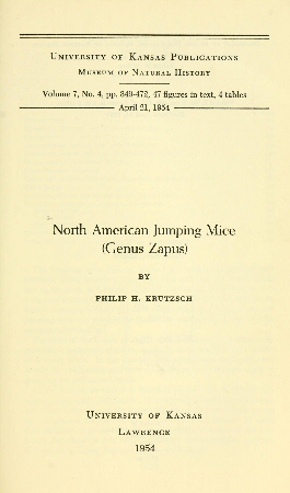 North American Jumping Mice (Genus Zapus)