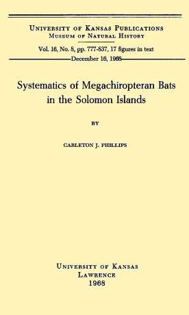 Solomon Adaları'ndaki Megaşiropter Yarasalarının Sistematikleri
