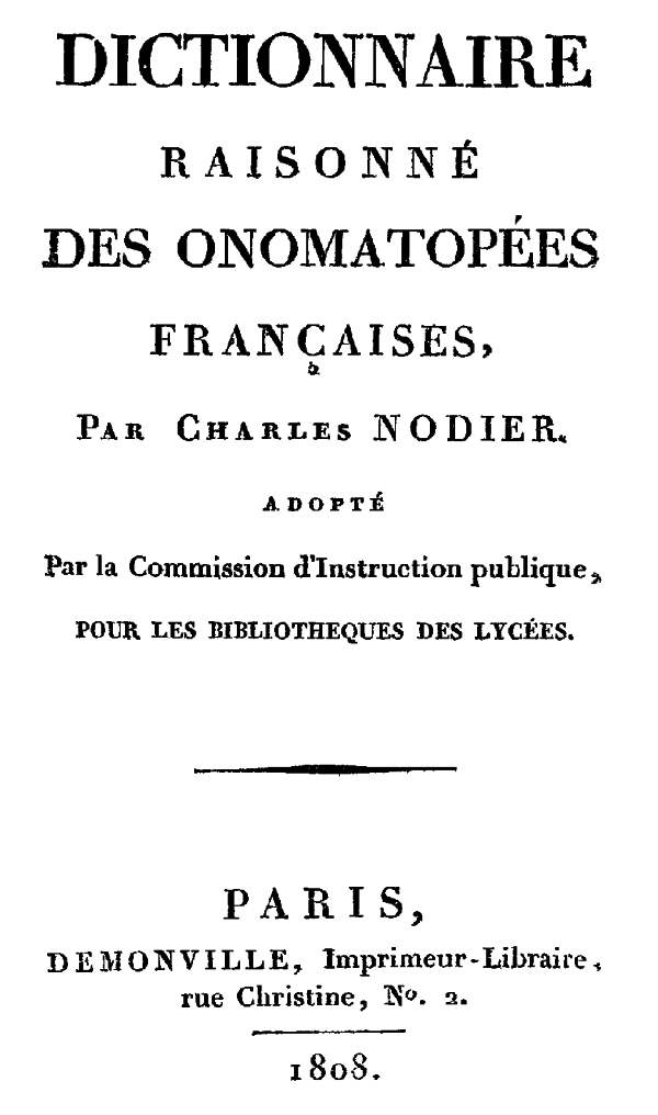 Dictionnaire raisonné des onomatopées françaises