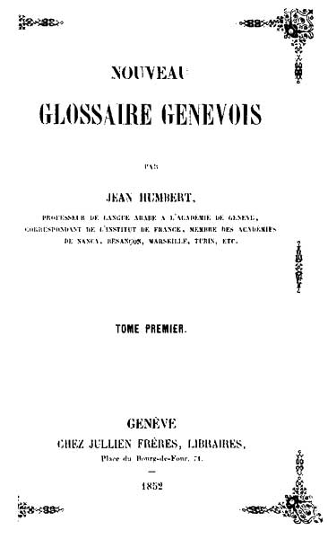 Nouveau Glossaire Genevois, tome 1/2