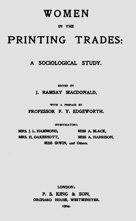 Women in the Printing Trades: A Sociological Study.