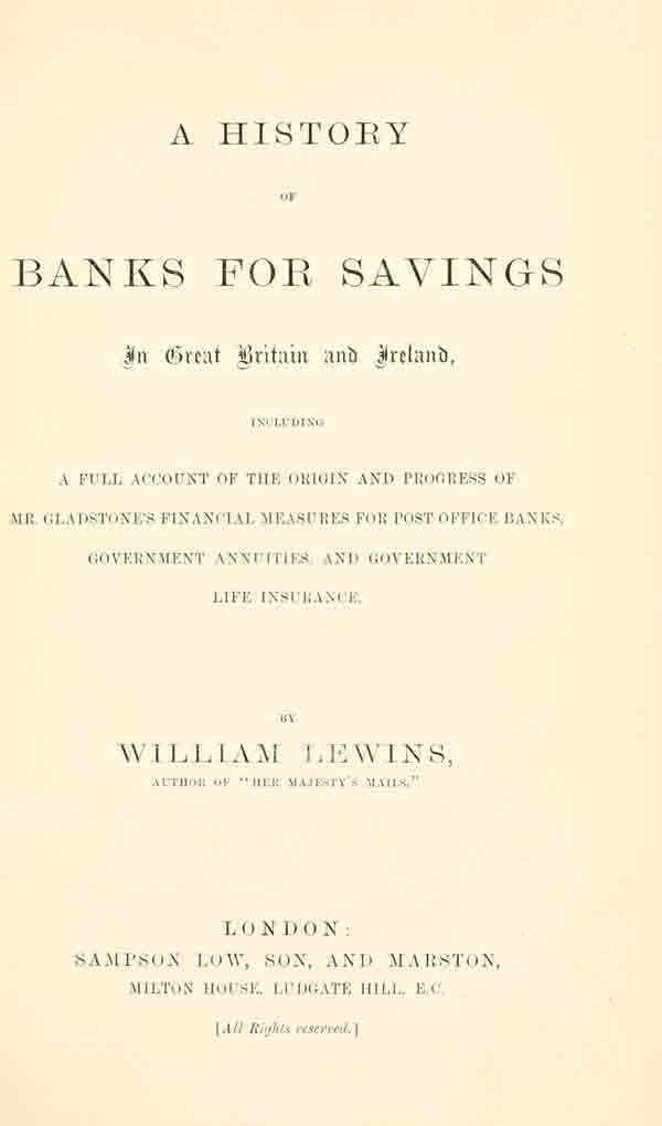 A History of Banks for Savings in Great Britain and Ireland