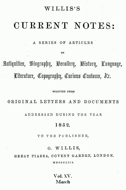 Willis's Current Notes, No. 15, March 1852