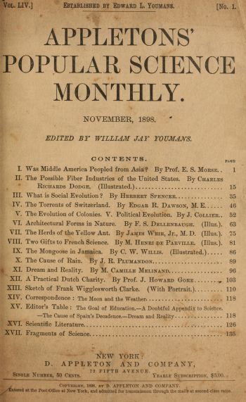 Appletons' Popüler Bilim Aylık, Kasım 1898 Cilt 54, Kasım 1898