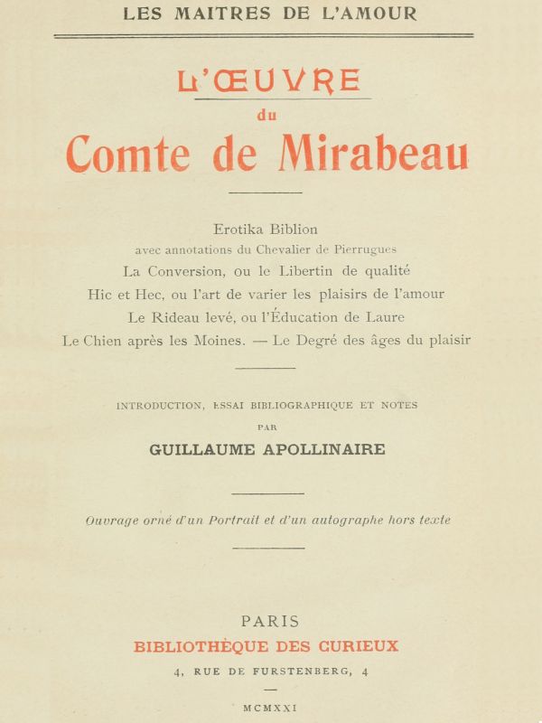 Comte de Mirabeau'nun Eseri