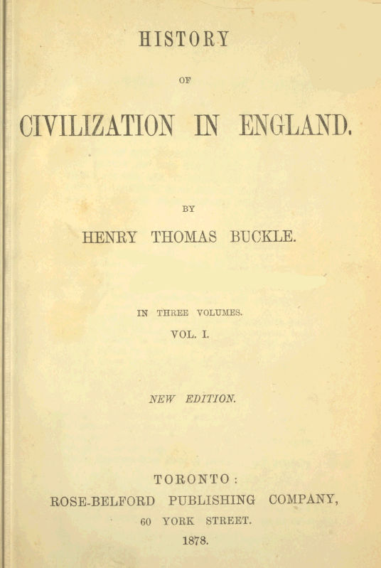 History of Civilization in England,  Vol. 1 of 3