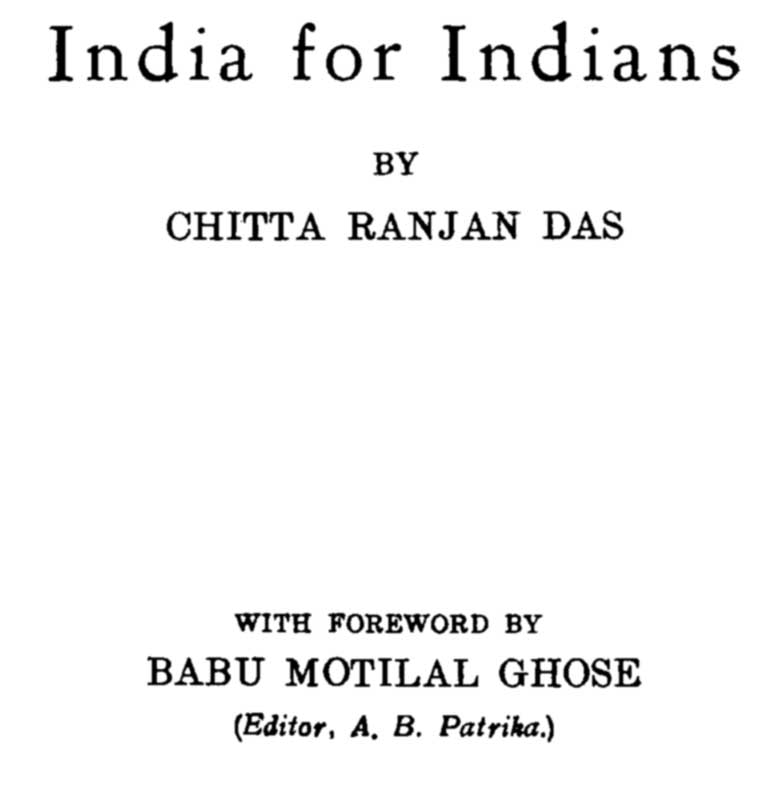 India for Indians&#10;Enlarged Edition