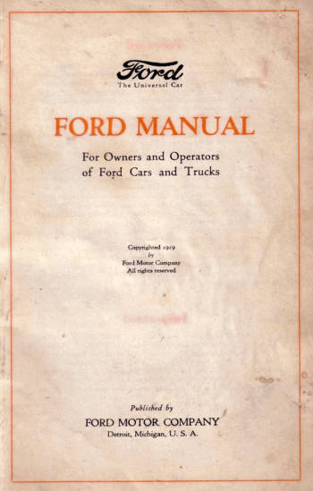 Ford Otomobil ve Kamyon Şoför ve İşletmecileri İçin Ford Kılavuzu (1919)