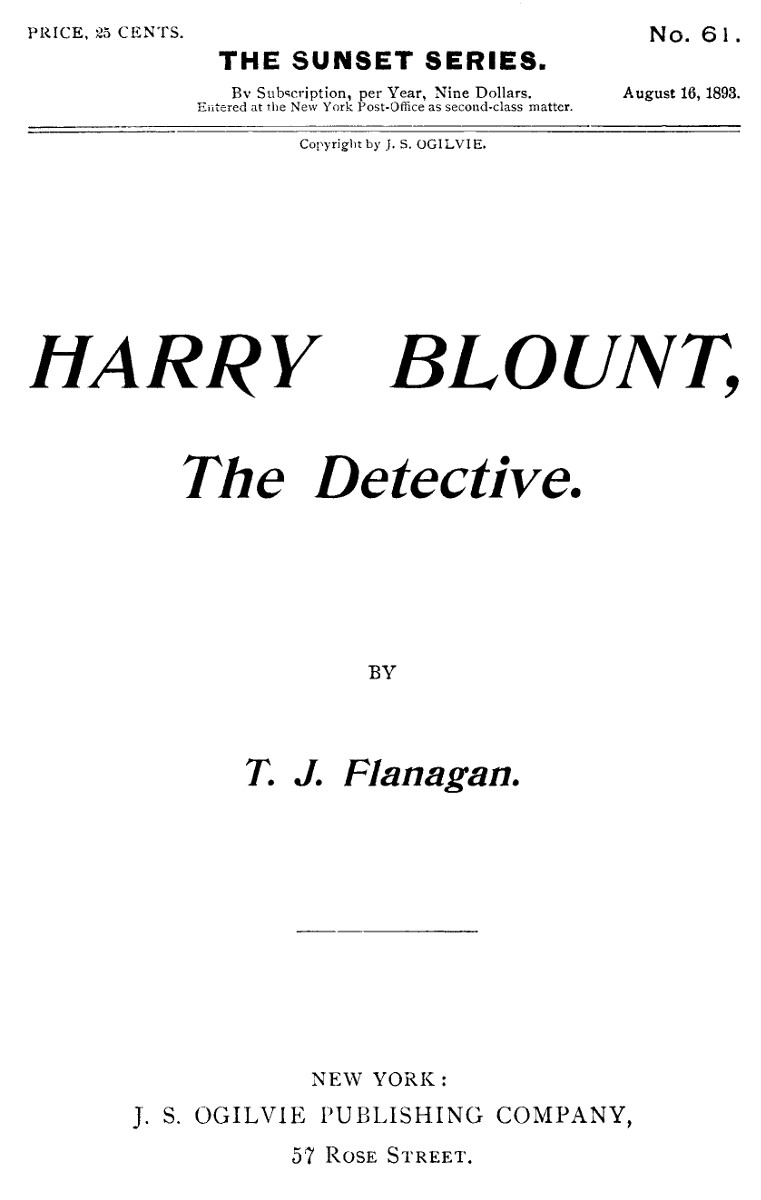 Harry Blount, the Detective; Or, The Martin Mystery Solved