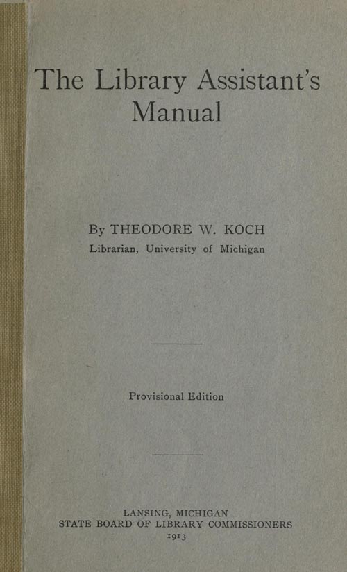 The Library Assistant's Manual