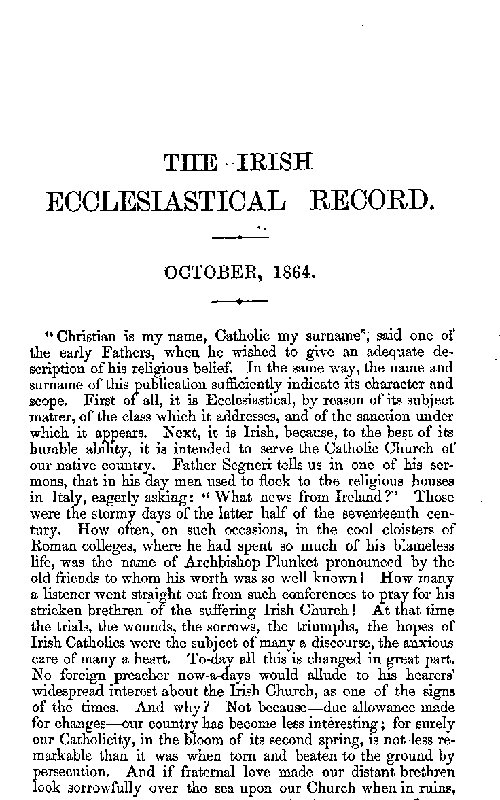 The Irish Ecclesiastical Record, Volume 1, October, 1864