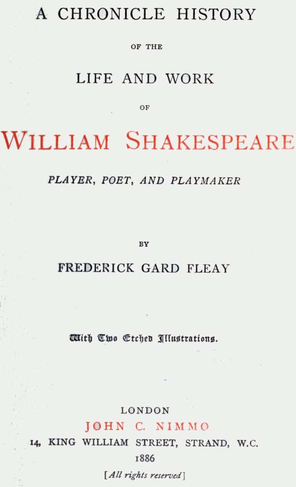A Chronicle History of the Life and Work of William Shakespeare&#10;Player, Poet, and Playmaker