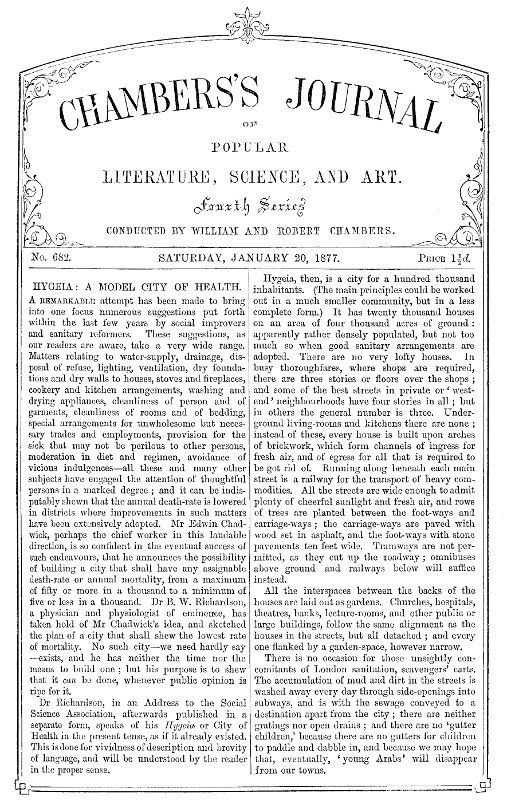 Chambers'ın Halk Edebiyatı, Bilim ve Sanat Dergisi, Sayı 682 - 20 Ocak 1877.