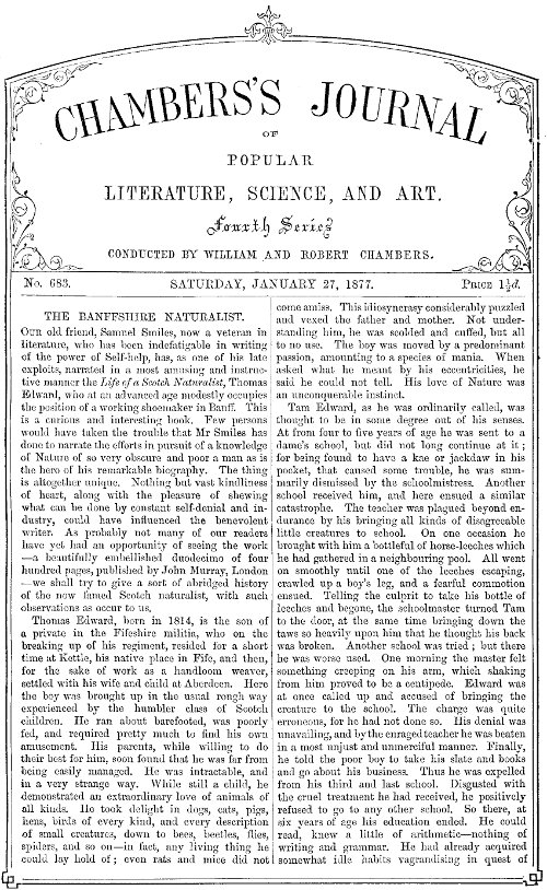 Chambers'ın Halk Edebiyatı, Bilim ve Sanat Dergisi, No. 683 - 27 Ocak 1877