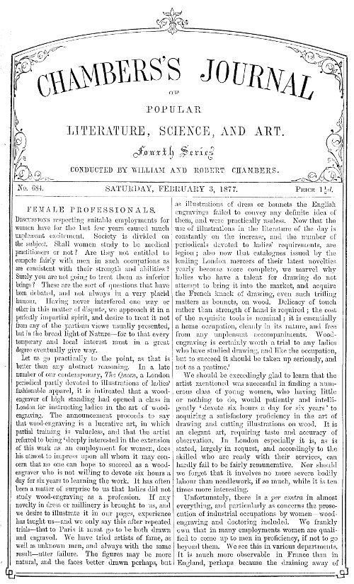 Chambers'ın Halk Edebiyatı, Bilim ve Sanat Dergisi, No. 684&#10;3 Şubat 1877