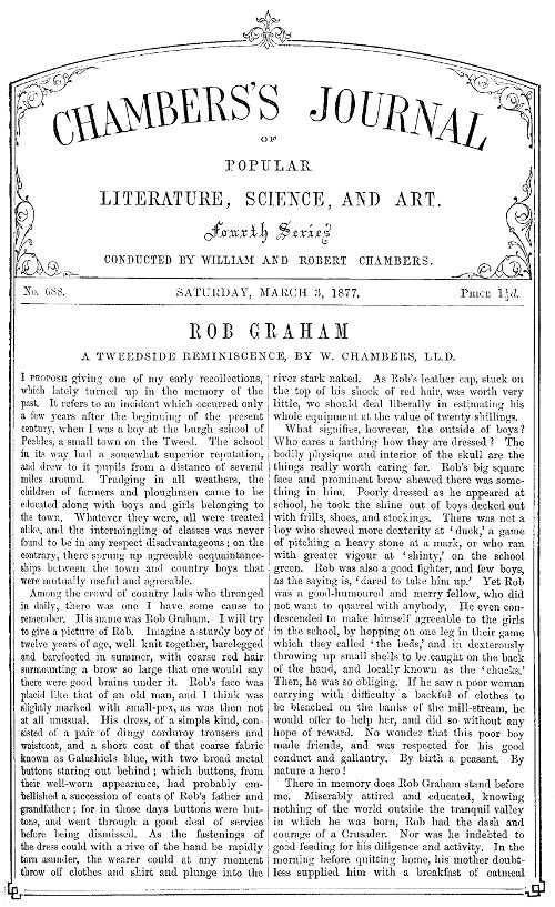 Chambers'ın Halk Edebiyatı, Bilim ve Sanat Dergisi, No. 688&#10;3 Mart 1877