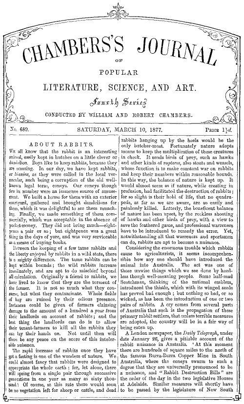 Chambers's Journal of Popular Literature, Science, and Art, No. 689&#10;March 10, 1877