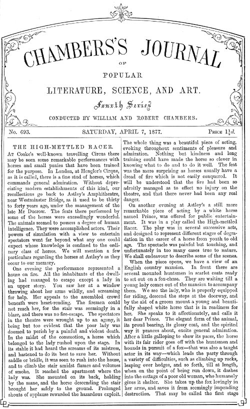 Chambers's Journal of Popular Literature, Science, and Art, No. 693&#10;April 7, 1877