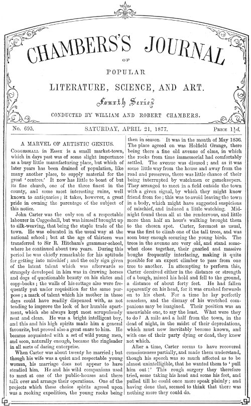 Chambers's Journal of Popular Literature, Science, and Art, No. 695&#10;April 21, 1877.