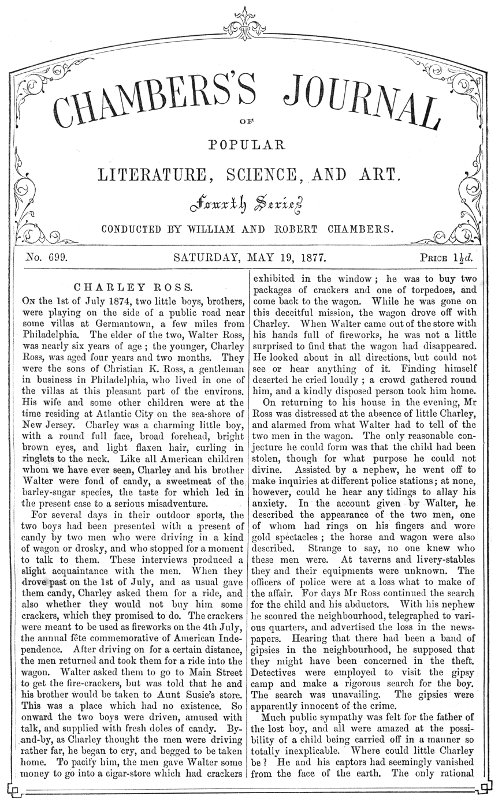 Chambers'ın Popüler Edebiyat, Bilim ve Sanat Dergisi, No. 699 - 19 Mayıs 1877