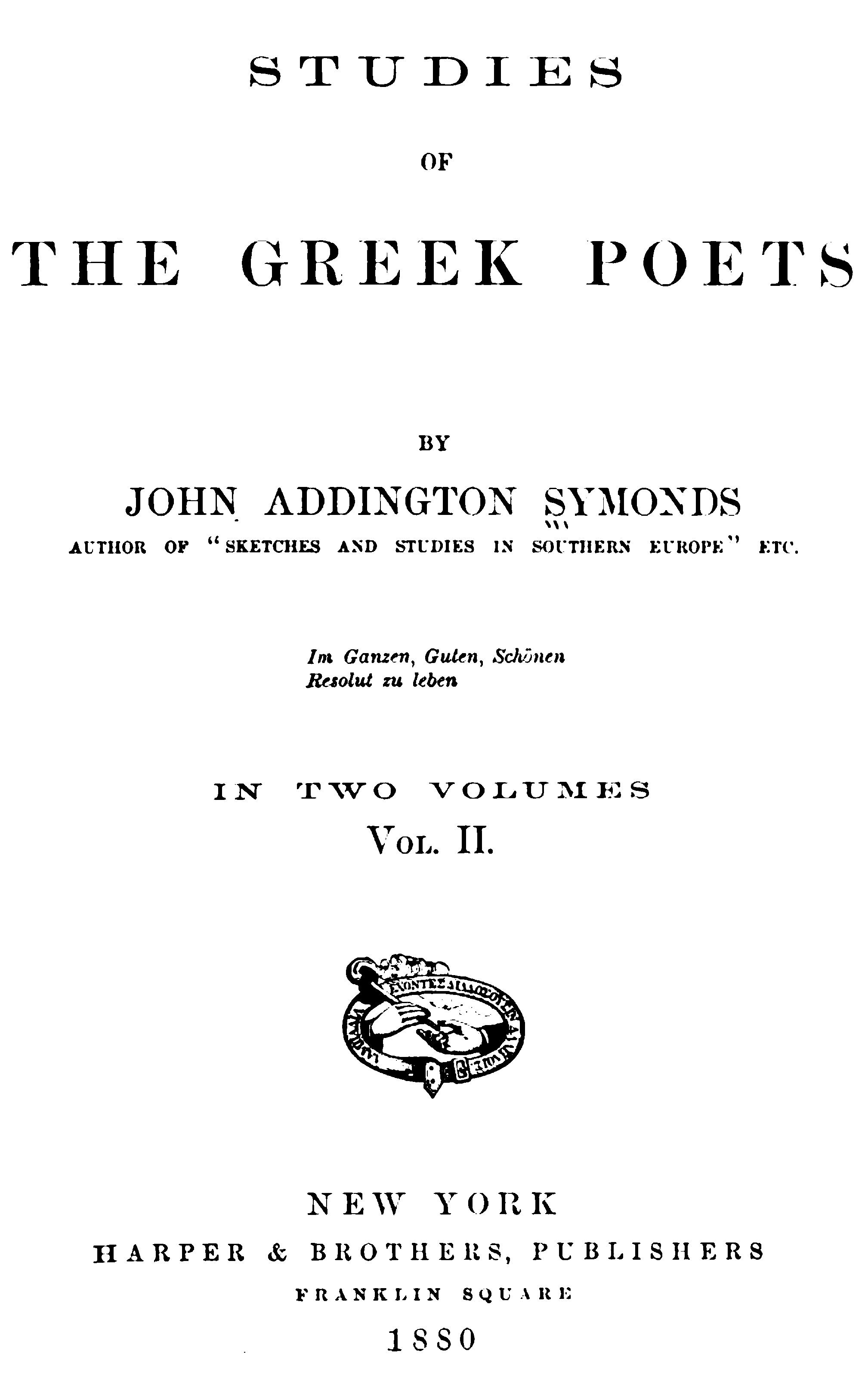 Studies of the Greek Poets (Vol 2 of 2)