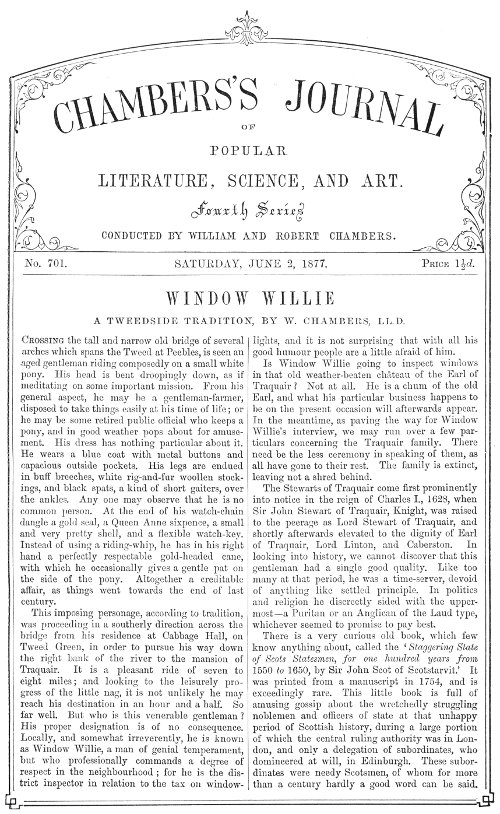 Chambers'ın Popüler Edebiyat, Bilim ve Sanat Dergisi, No. 701&#10; 2 Haziran 1877