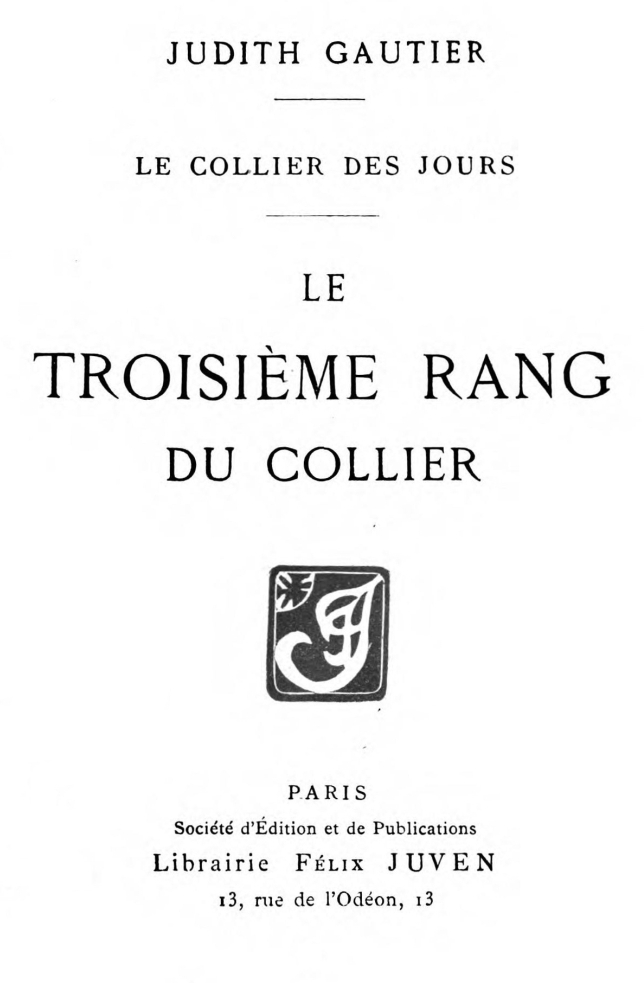 Le collier des jours: Le troisième rang du collier