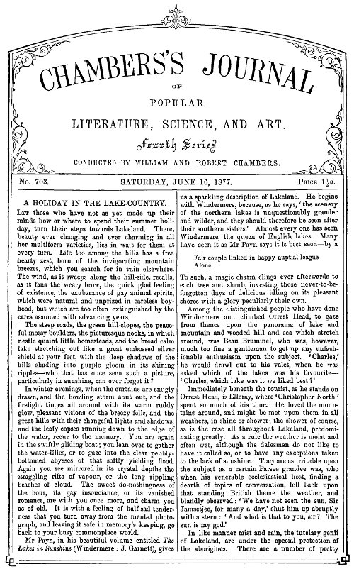 Chambers's Journal of Popular Literature, Science, and Art, No. 703&#10;June 16, 1877