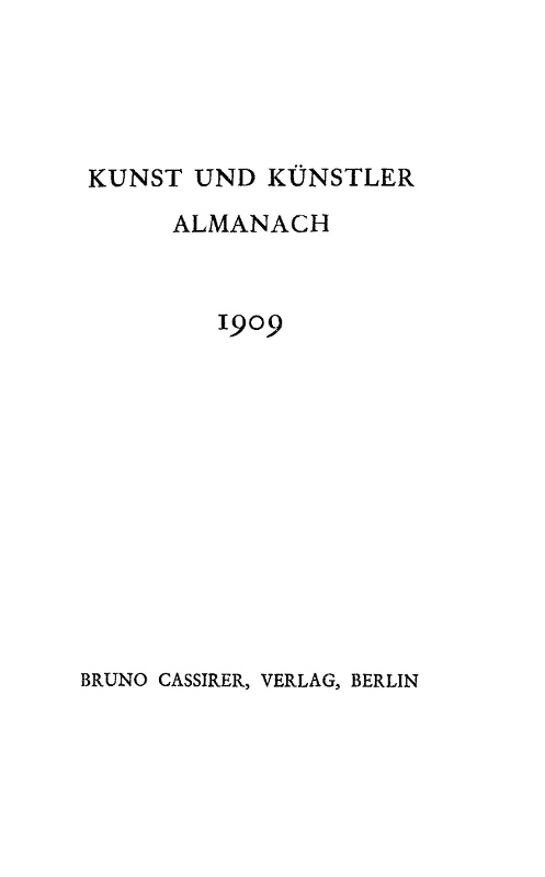 Sanat ve Sanatçı Almanağı 1909