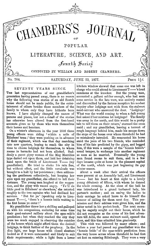 Chambers'ın Popüler Edebiyat, Bilim ve Sanat Dergisi, No. 704&#10;23 Haziran 1877