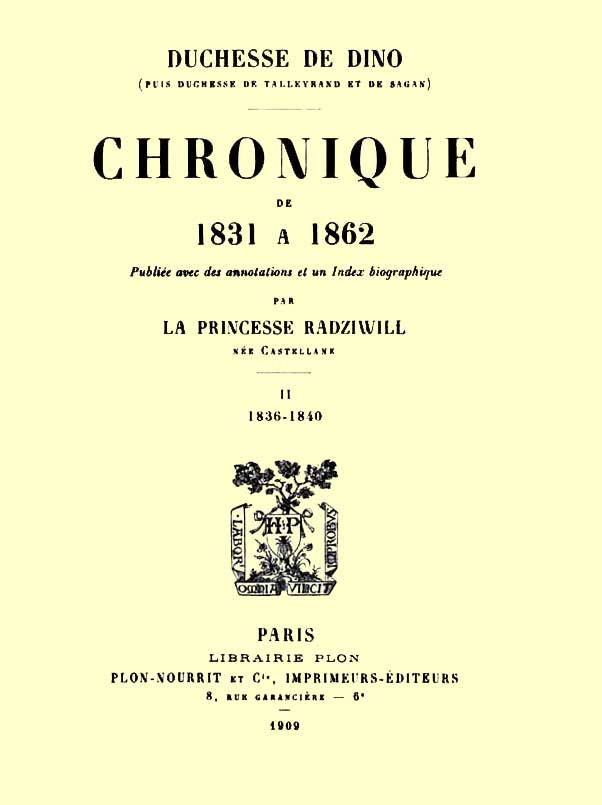 Chronique de 1831 à 1862, Tome 2 (de 4)