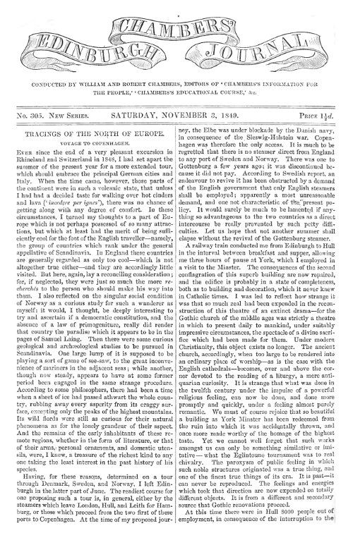Chambers's Edinburgh Journal, No. 305&#10;New Series, Saturday, November 3, 1849