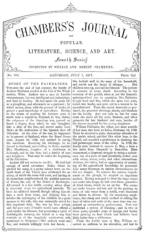 Chambers'ın Popüler Edebiyat, Bilim ve Sanat Dergisi, No. 706 - 7 Temmuz 1877