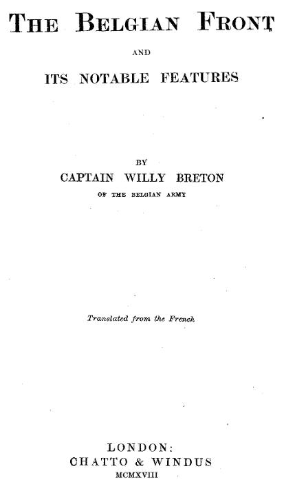 The Belgian Front and Its Notable Features