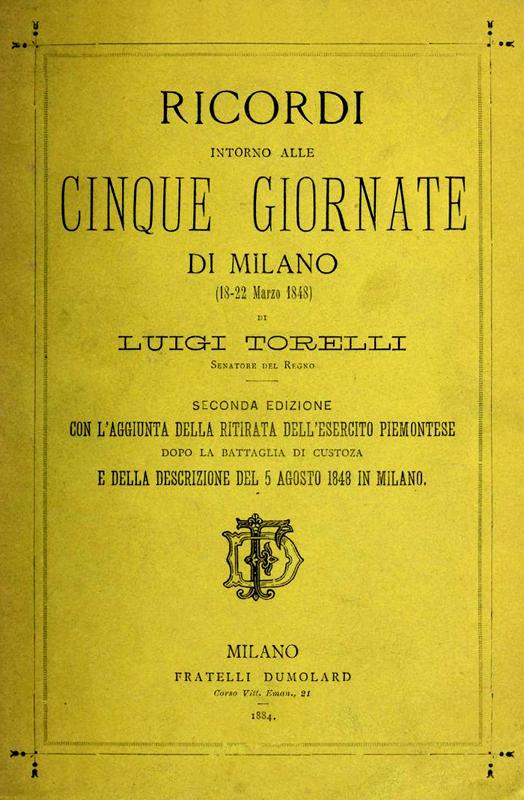 Ricordi intorno alle Cinque Giornate di Milano (18-22 marzo 1848)&#10;Seconda edizione con aggiunte