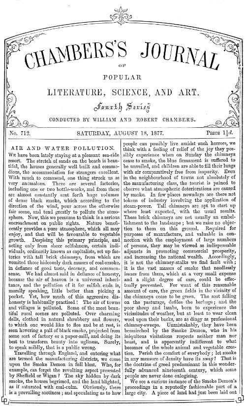 Chambers's Journal of Popular Literature, Science, and Art, No. 712&#10;August 18, 1877