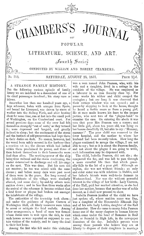 Chambers'ın Halk Edebiyatı, Bilim ve Sanat Dergisi, No. 713, 25 Ağustos 1877