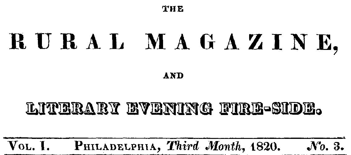 The Rural Magazine, and Literary Evening Fire-Side, Vol. 1 No. 03 (1820)