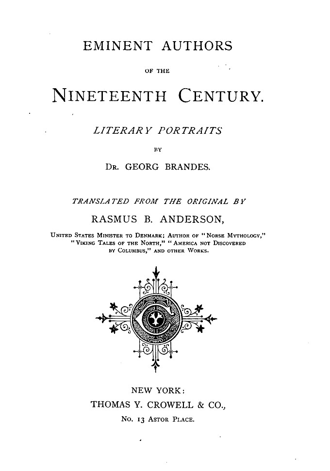 Eminent Authors of the Nineteenth Century: Literary Portraits