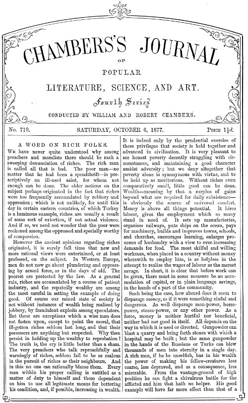Chambers's Journal of Popular Literature, Science, and Art, No. 719&#10;October 6, 1877