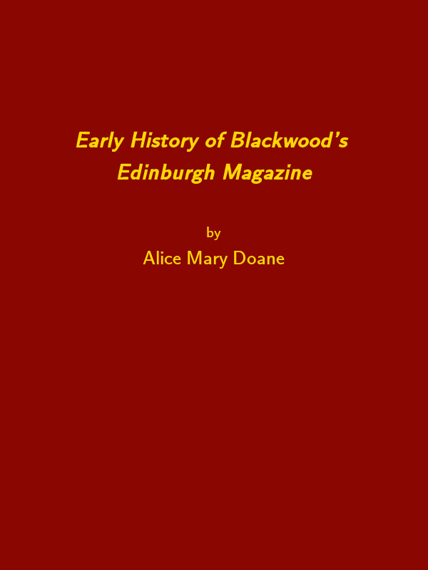 Early History of Blackwood's Edinburgh Magazine