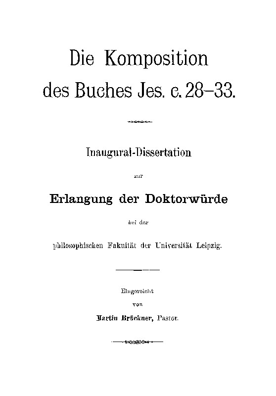 Die Komposition des Buches Jes. c. 28-33.