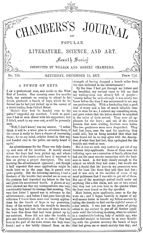 Chambers's Journal of Popular Literature, Science, and Art, No. 729, December 15, 1877