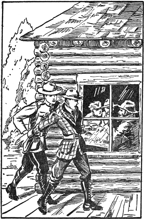 Dick, happening to glance through the window, drew back suddenly with a cry of surprise. (Page 70)